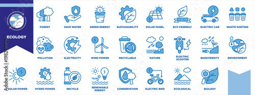 Ecology Icon Sheet Blue White