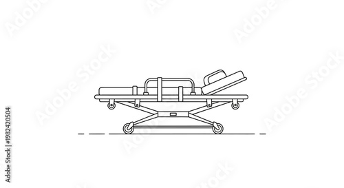 Minimalist Hospital Stretcher Gurney Vector Line Art Illustration for Medical and Healthcare Concepts