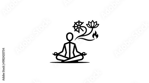 Meditating Figure with Spiritual Symbols