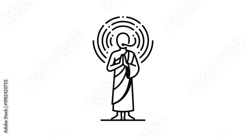 Buddhist Monk with Aura in Prayer Position