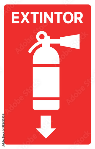 Fire extinguisher vector icon illustrating firefighter safety in spanish means 