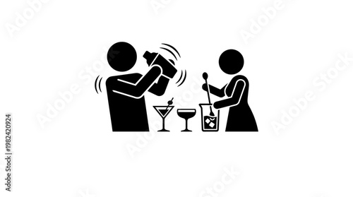 Bartenders Mixing and Shaking Cocktails