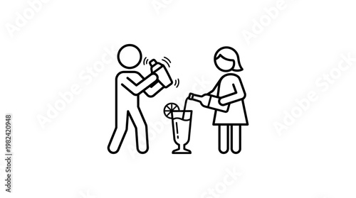 Bartenders Mixing and Pouring Cocktails