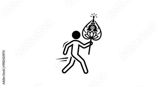 Running Person Carrying Religious Symbol