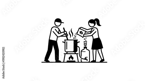 Home Brewing Couple Making Craft Beer