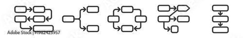 workflow diagram icons set line style vector illustration on transparent background