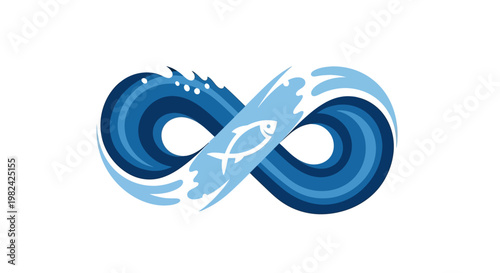 Blue infinity symbol with fish.