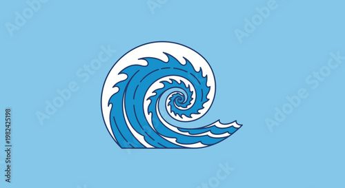 Blue ocean wave graphic illustration.