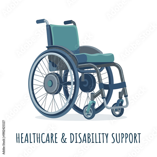 Blue wheelchair for disabled people.