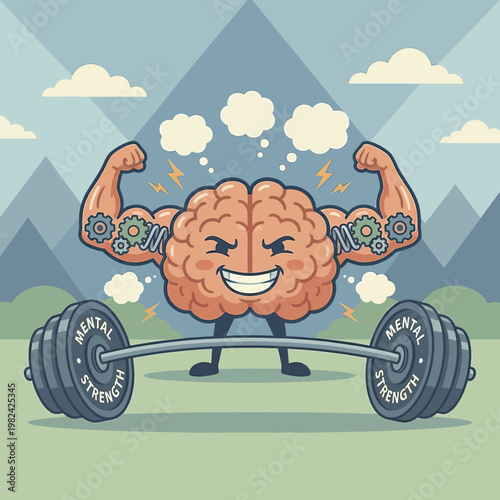 Brain Lifting Weights Fitness Concept.