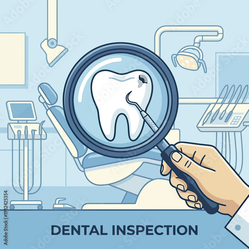 Dental inspection of a tooth.