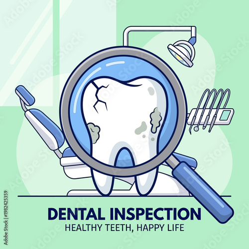 Dental inspection of a molar tooth.