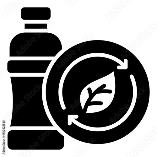 Recycle Single Icon Glyph Black