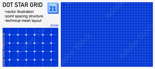 Blueprint grid system dot plus geometry, zoom detail view. Point spacing structure demonstration, engineering diagrams dashboards planning layouts interface systems digital graphics.