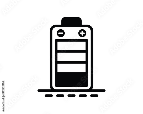 Low battery level indicator icon sign with plus and minus signs symbol