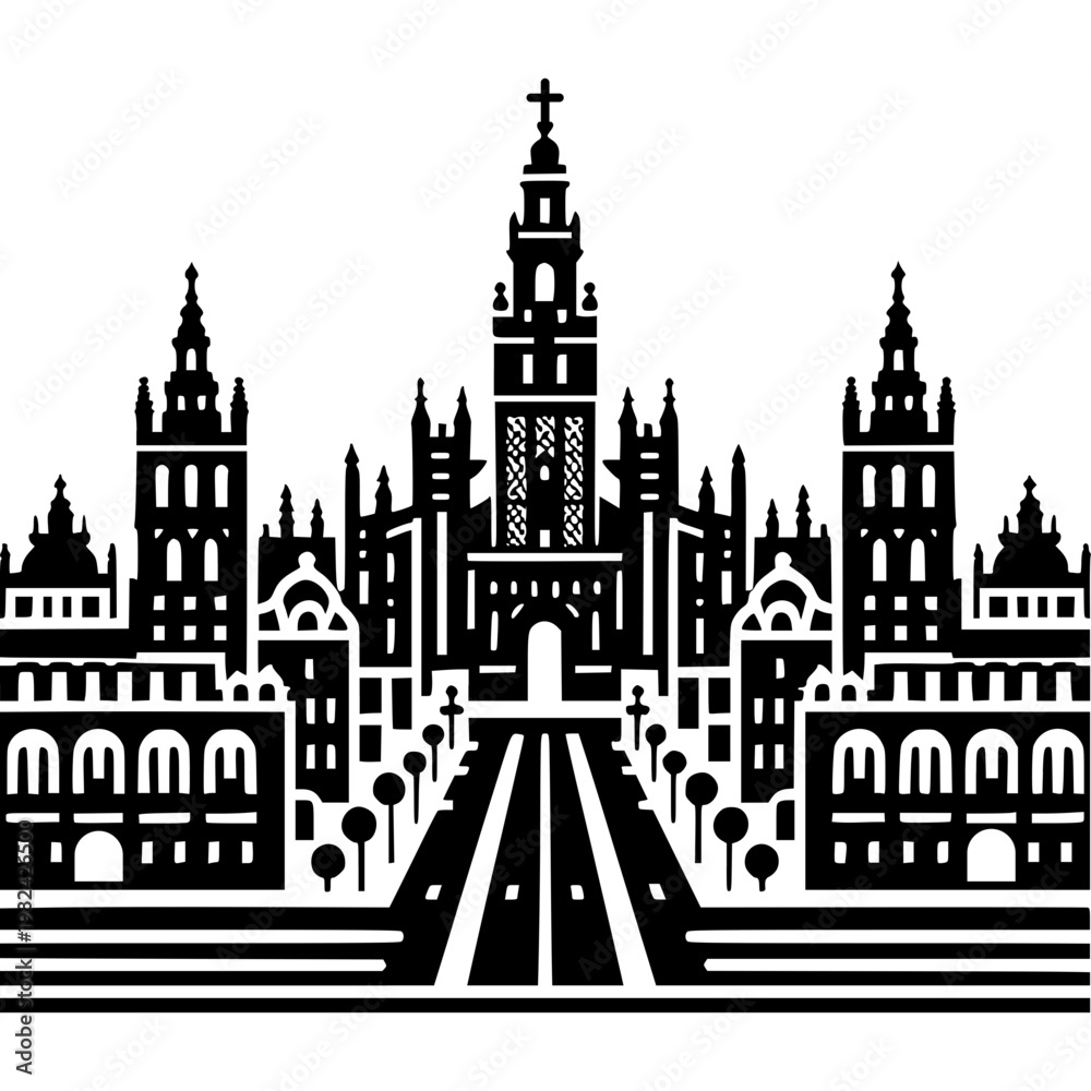 Fototapeta premium Seville Skyline Icon Vector