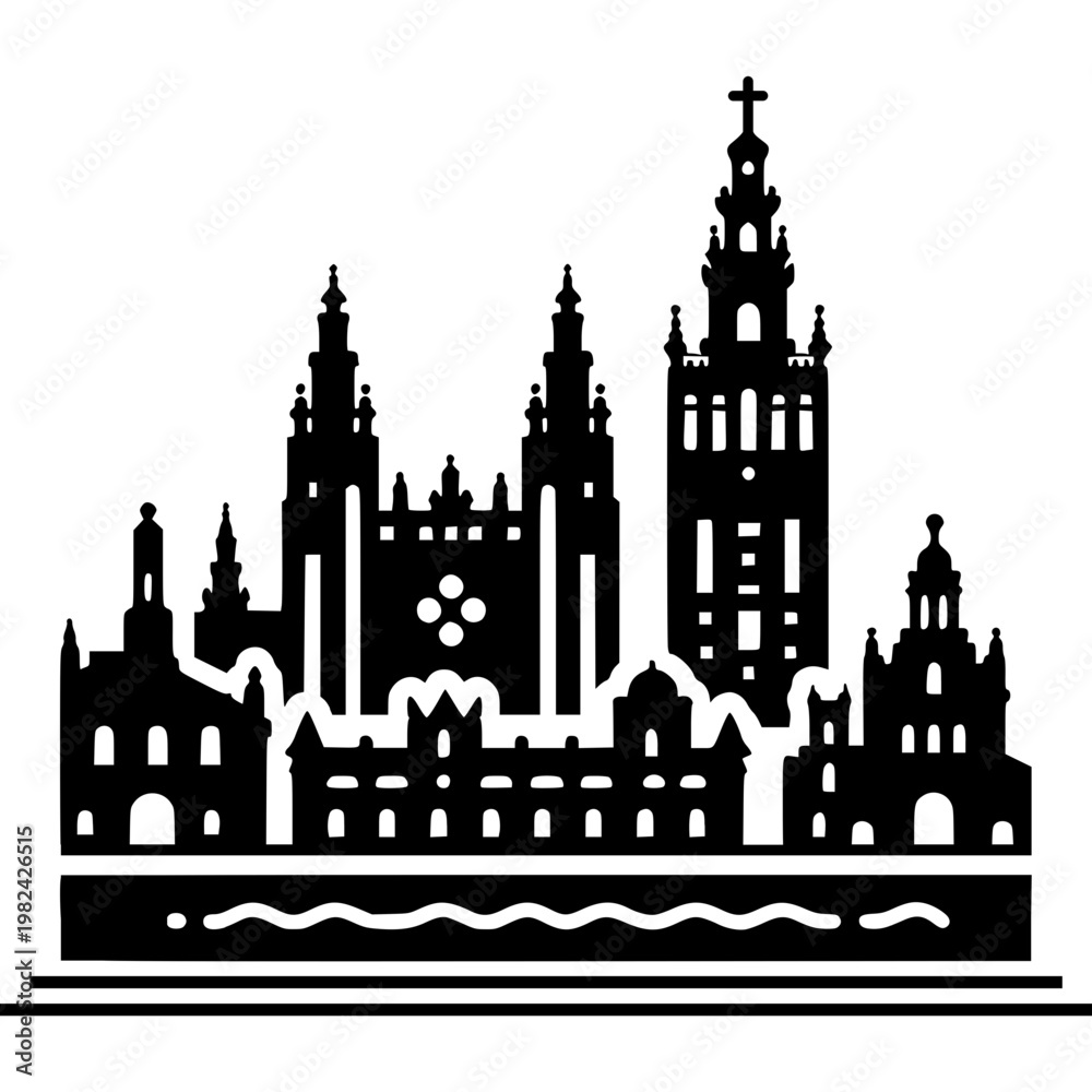 Naklejka premium Seville Skyline Icon Vector