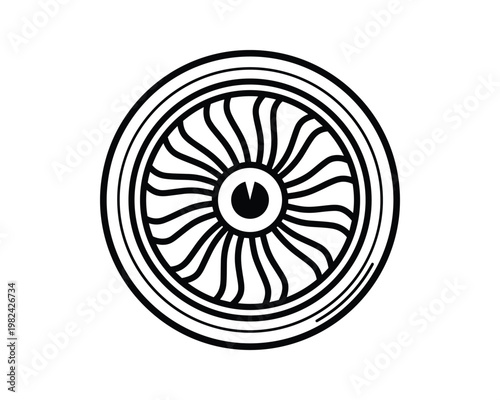 Jet engine intake black and white vector design