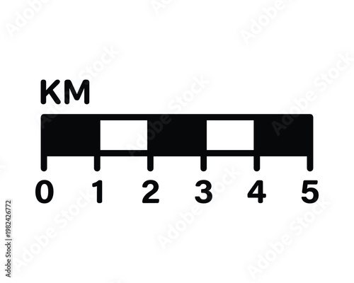 Kilometer scale bar vector illustration, five kilometers