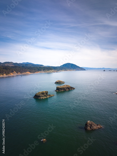 Port Orford at the Southern Oregon Coast, aerial view. 