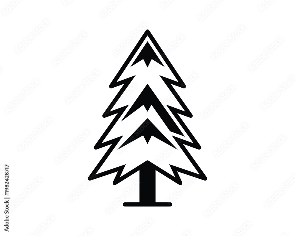 Fototapeta premium Minimalist Pine Tree Icon Vector Illustration