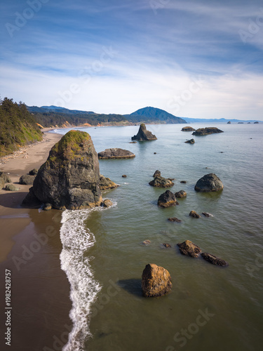 Port Orford at the Southern Oregon Coast, aerial view. 