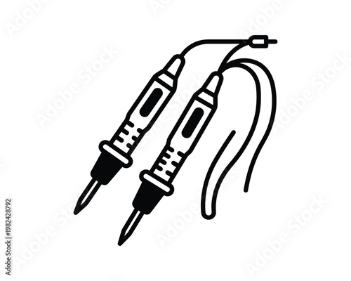 Multimeter test probes isolated line art vector design illustration