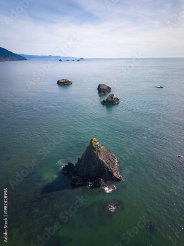Port Orford at the Southern Oregon Coast, aerial view. 