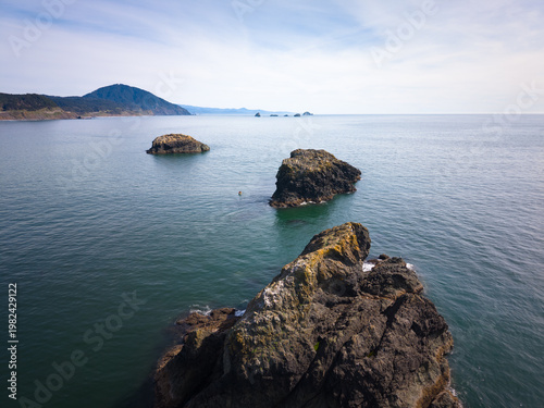 Port Orford at the Southern Oregon Coast, aerial view. 