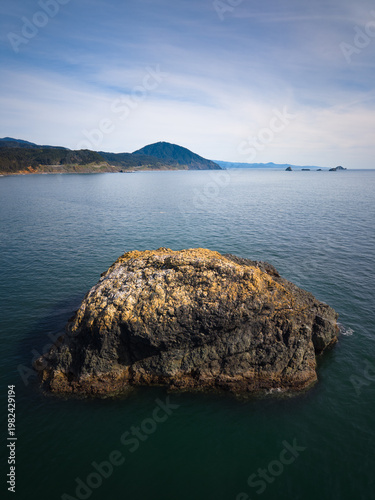 Port Orford at the Southern Oregon Coast, aerial view. 