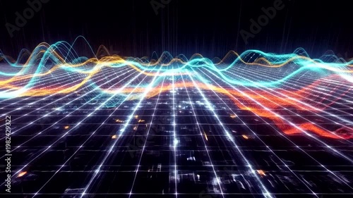 Vibrant Sound Waves and Digital Data Visualizations.