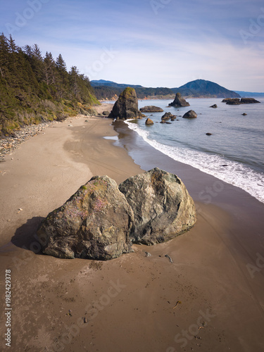 Port Orford at the Southern Oregon Coast, aerial view. 