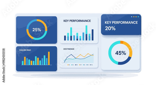 Modern Business Analytics Dashboard UI with Data Visualization Charts, KPI Metrics, and Financial Infographics for Admin Panel Interface