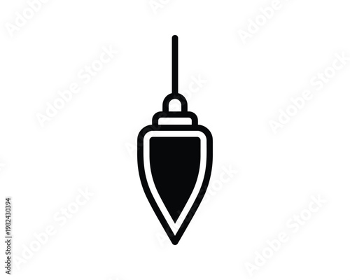 Plumb bob vector icon, black construction tool symbol