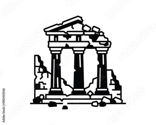 Ruined Temple Vector Illustration Ancient Ruins