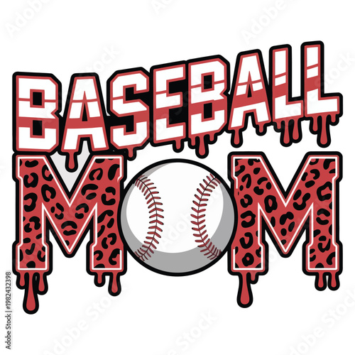 Canvas Print Baseball mom leopard print typography design with baseball graphic