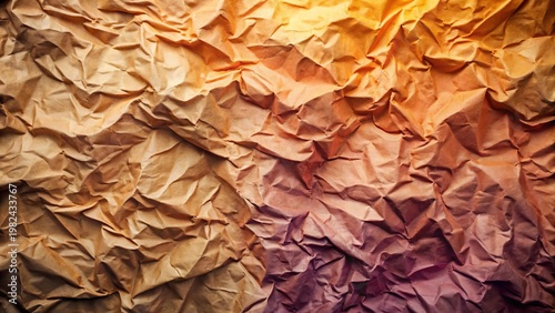 Abstract Textured Background Warm Hues of Crumpled Material with Gradient Shade Transition