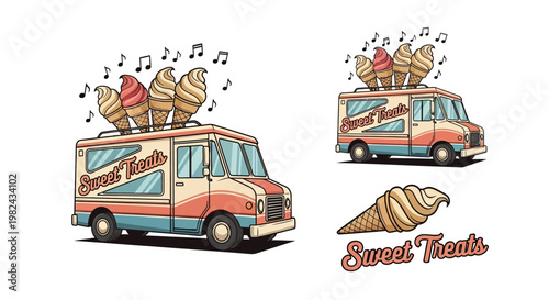 Vintage cartoon vector illustration of a school bus and city transport vehicle driving on the road