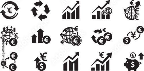 Financial icons for business and economy growth