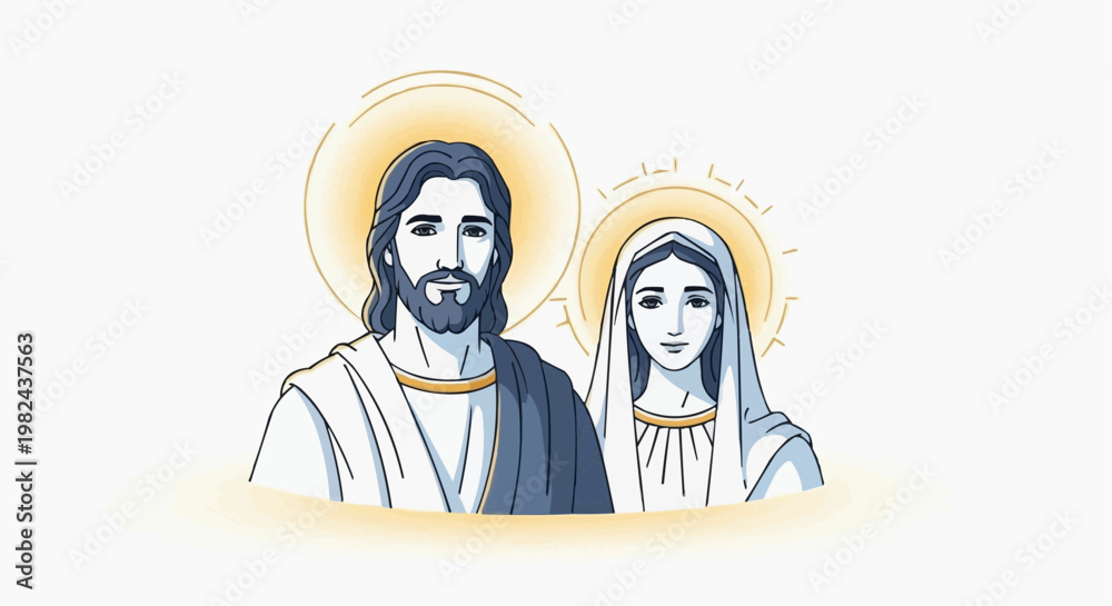 Fototapeta premium Jesus Christ Religious Portrait Illustration