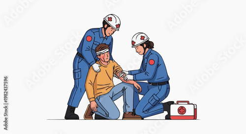 Rescue Team Helping Injured Child Emergency Scene