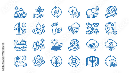 Environmental icons for eco friendly concepts.