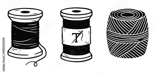 Thread spools vector illustration, needlework craft design