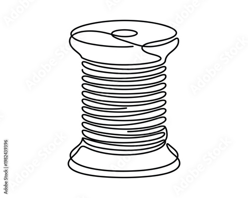 Thread spool continuous line art drawing, minimalist design