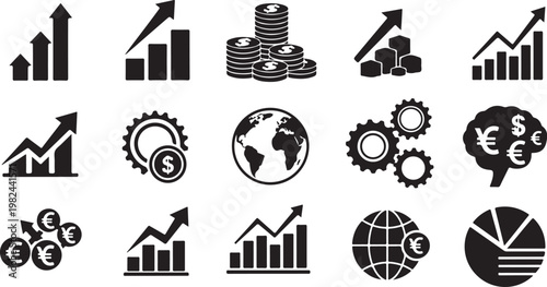 Financial icons for business and economic growth concepts