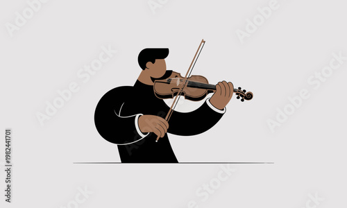 Stylized Minimalist Vector Illustration of a Violinist Playing