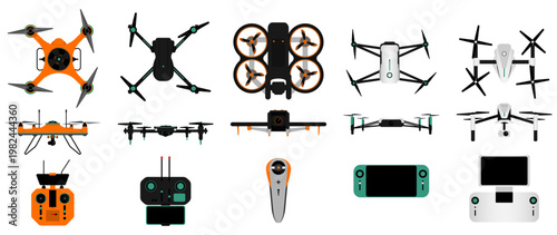 Drones Front and Top View With Remote Control