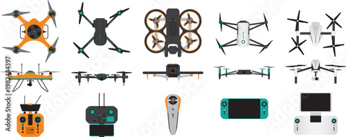 Drones Front and Top View With Remote Control