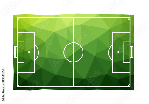 Abstract Green Soccer Field Geometric Low Poly Design - A Top-Down View of a Football Pitch