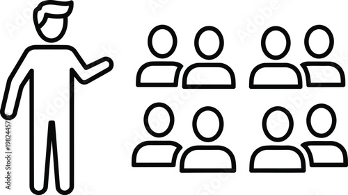 Icon of a presenter speaking to a group of people